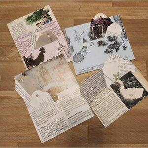 4- Pockets Junk Journals Scrapbook 100% Handmade From Book Pages Embellishments